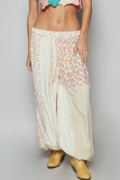 POL contrast patchwork pants with boho block patterns and comfortable fit