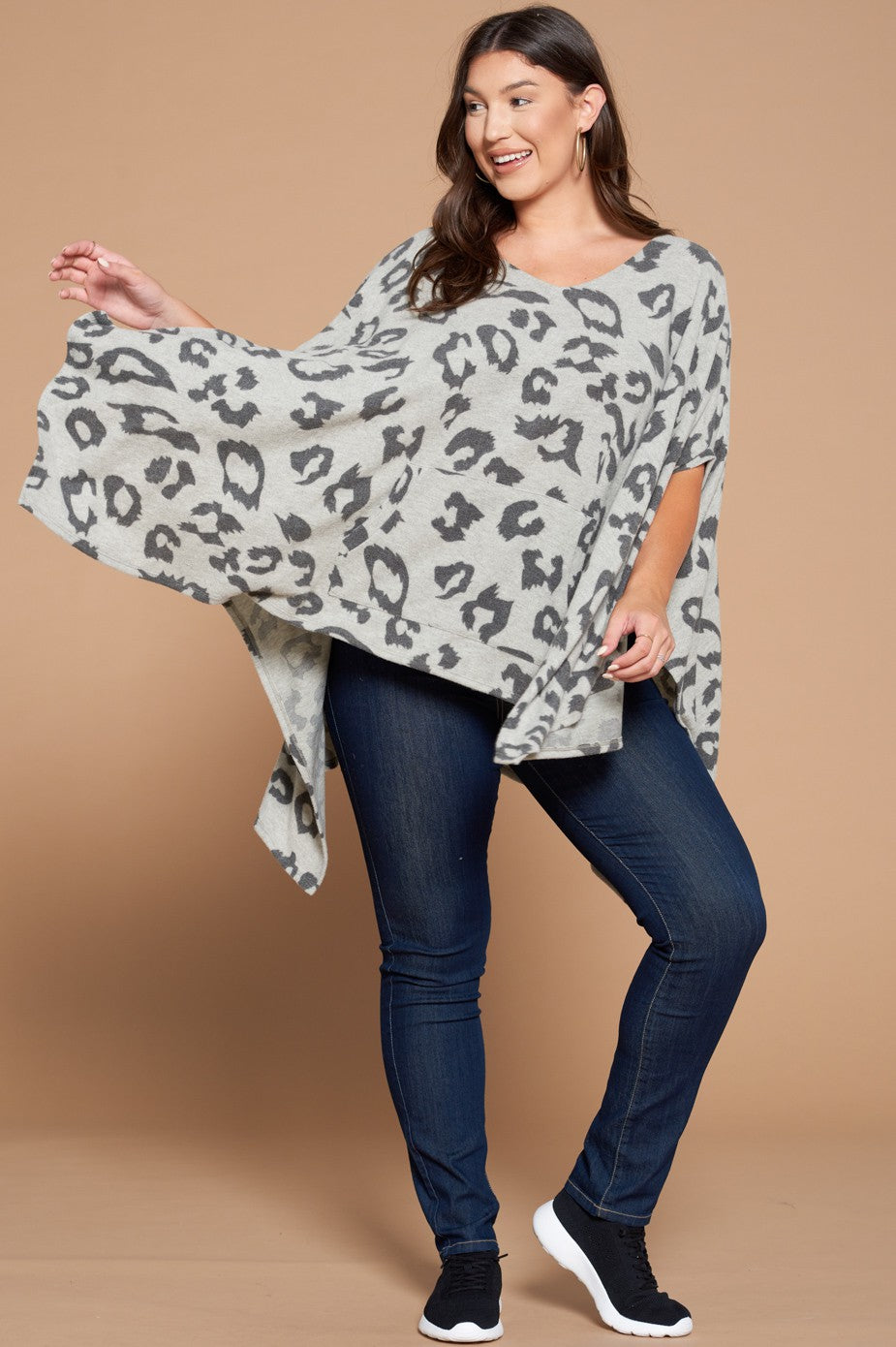 Oddi Plus Leopard Printed Knit Top