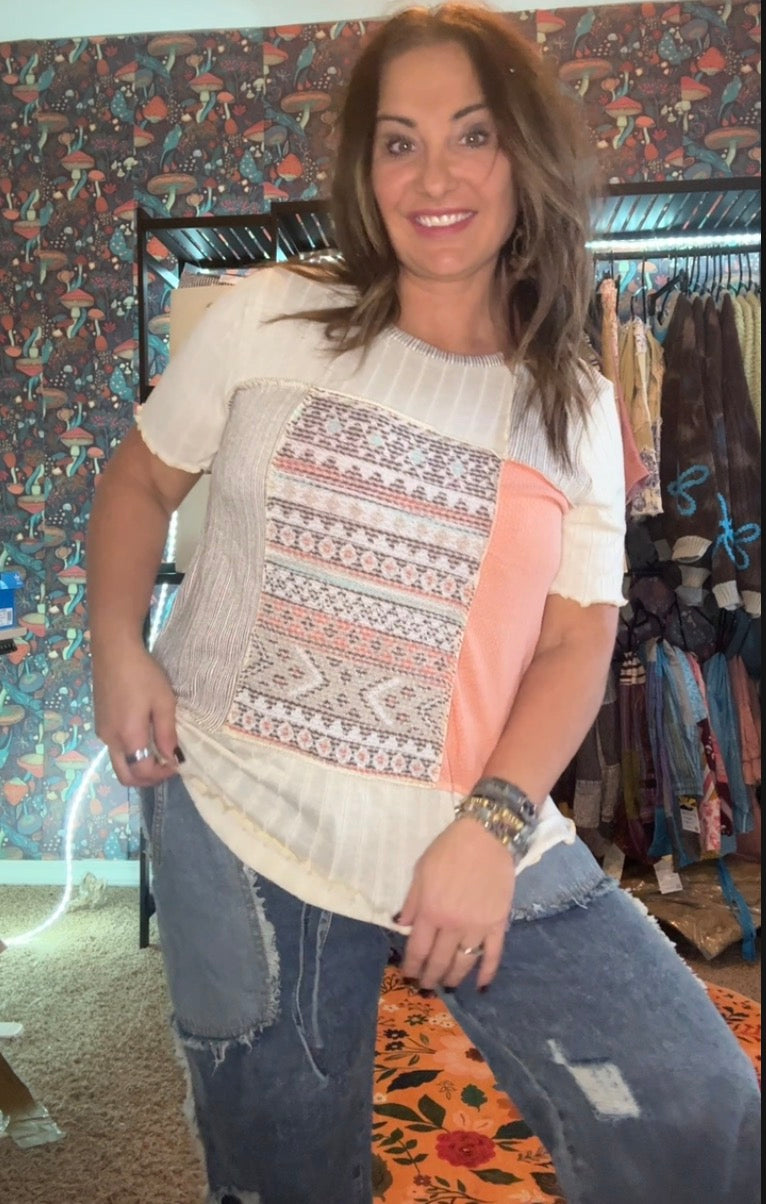 ✨ Patchwork Peach Dream Tee ✨