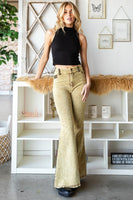 washed Aztec pattern bell bottom corduroy pants with retro boho vibe