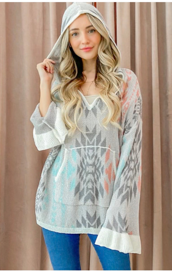 Grey Aztec Sweater