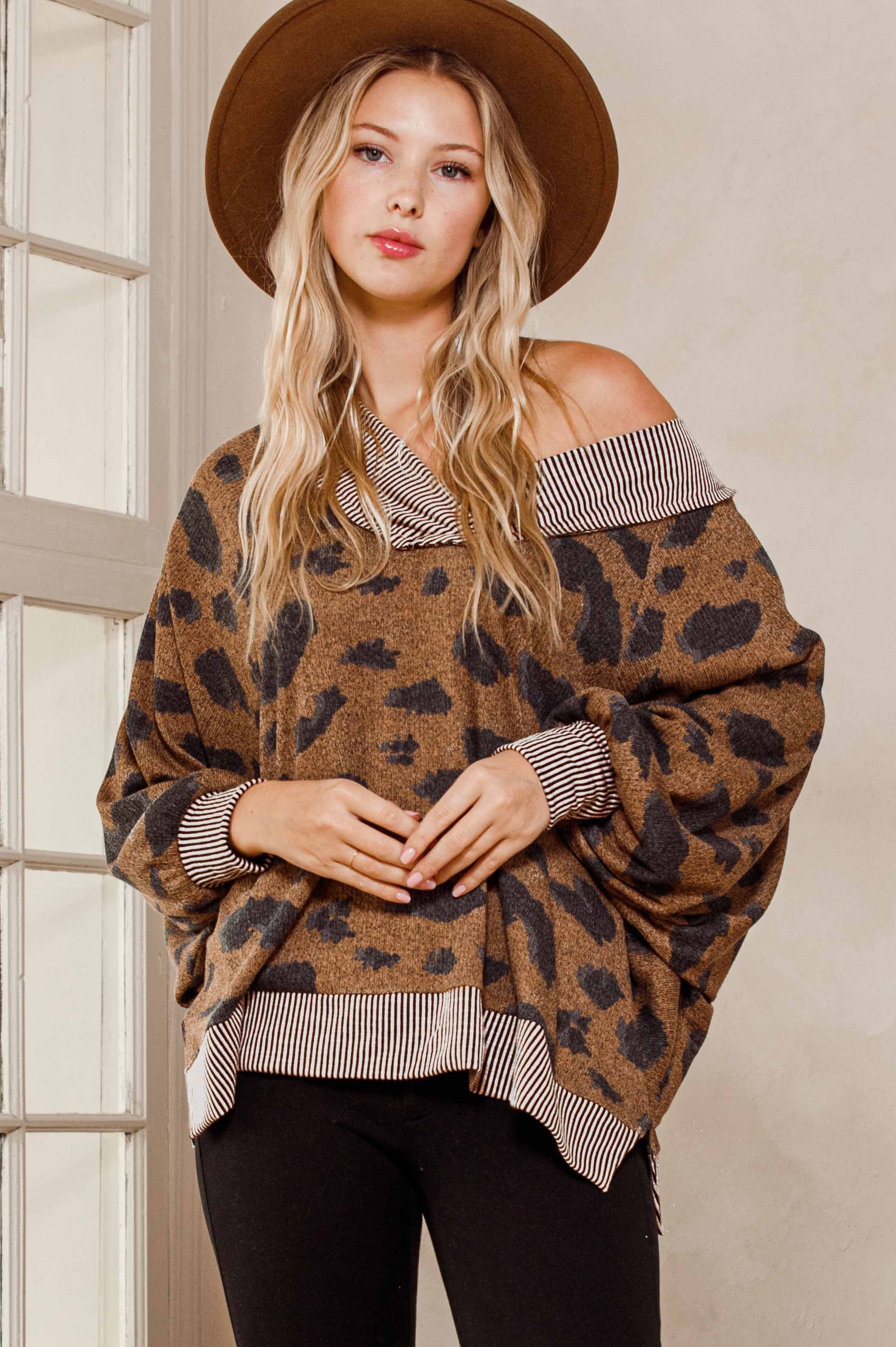 Oddi Animal Print Reversible Oversized Top