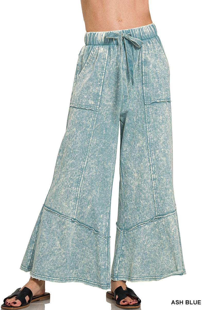 Boho Mineral-Wash Wide Leg Pants