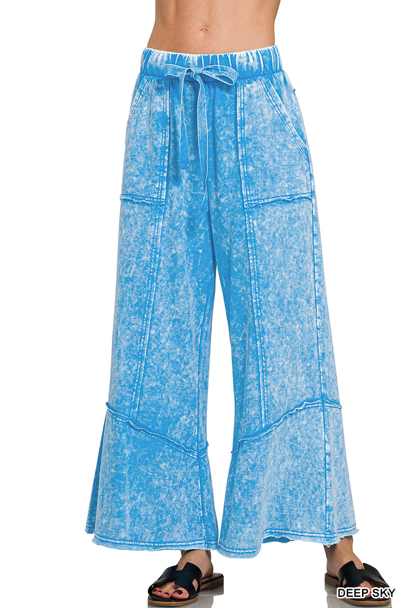 Boho Mineral-Wash Wide Leg Pants