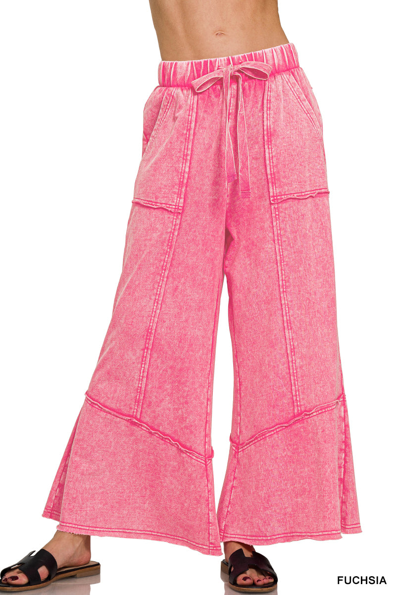 Boho Mineral-Wash Wide Leg Pants