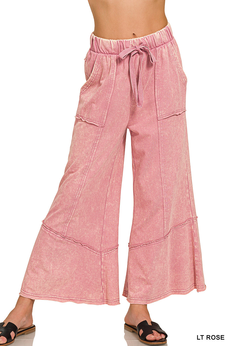 Boho Mineral-Wash Wide Leg Pants