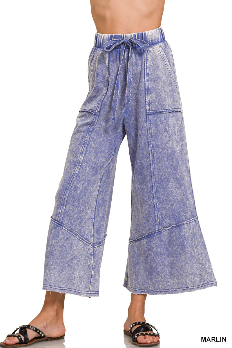 Boho Mineral-Wash Wide Leg Pants