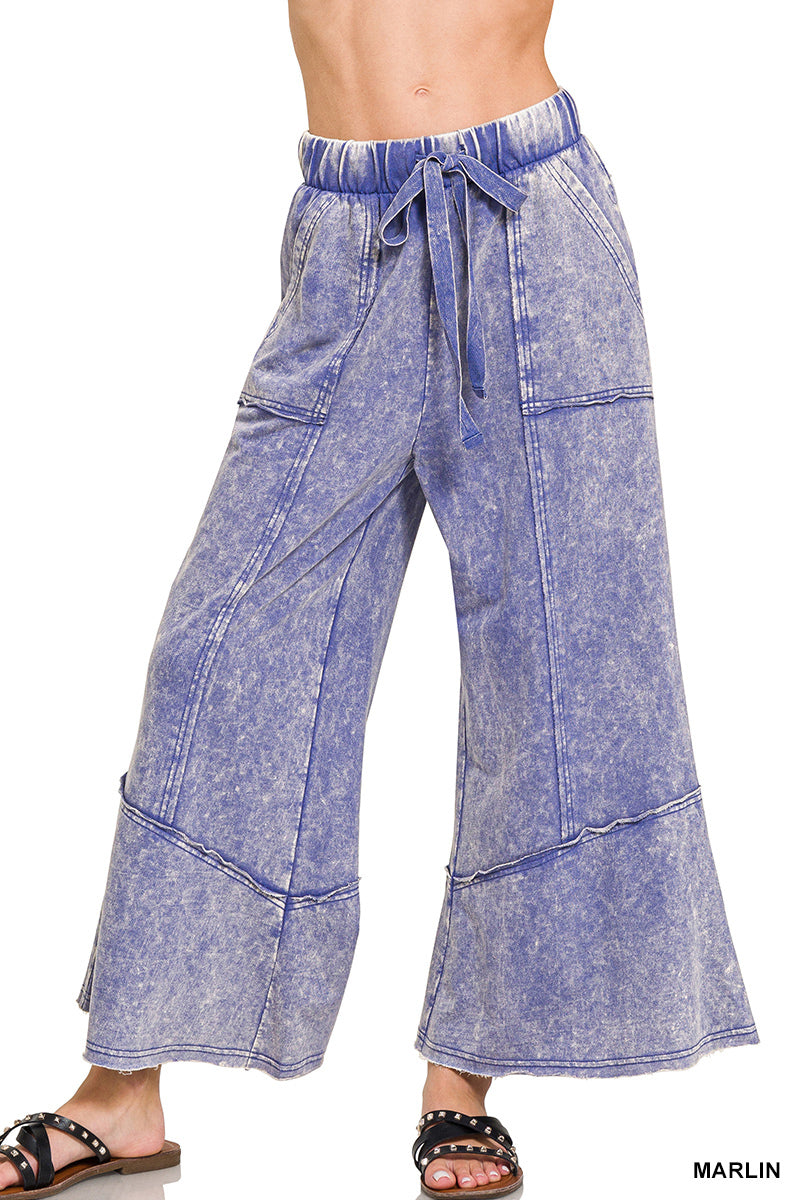 Boho Mineral-Wash Wide Leg Pants