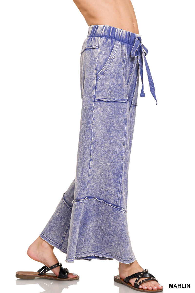 Boho Mineral-Wash Wide Leg Pants