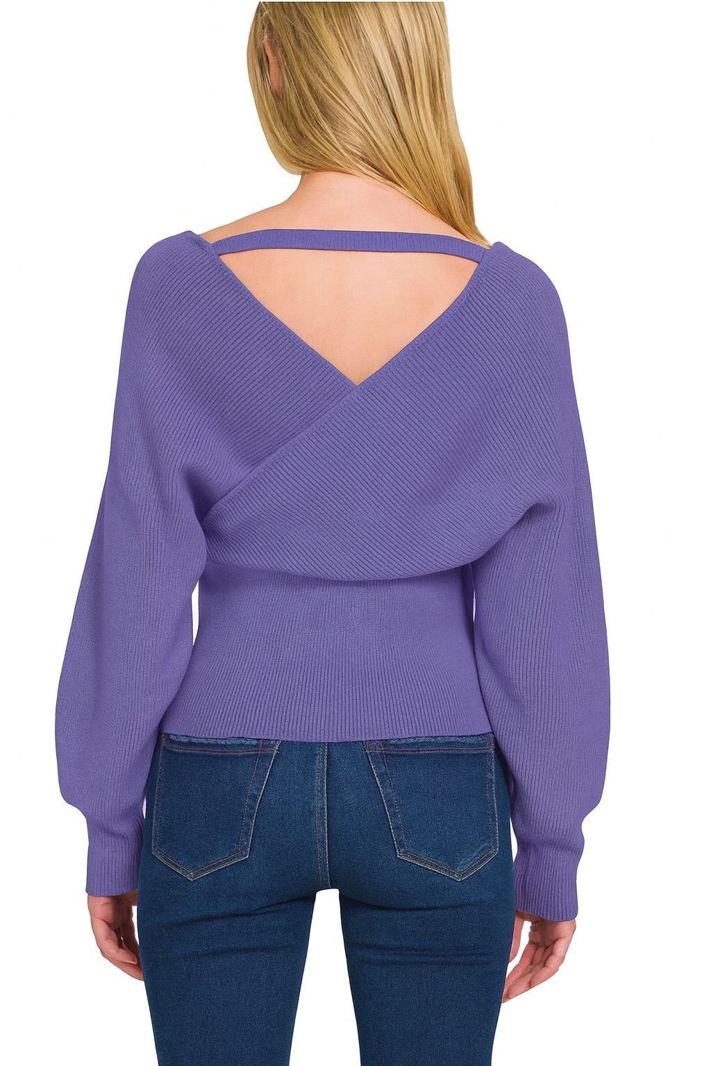 Zenana Long Sleeve Wrap Pullover Sweater