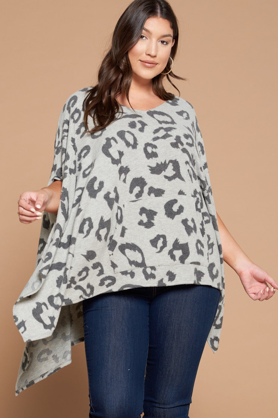 Oddi Plus Leopard Printed Knit Top