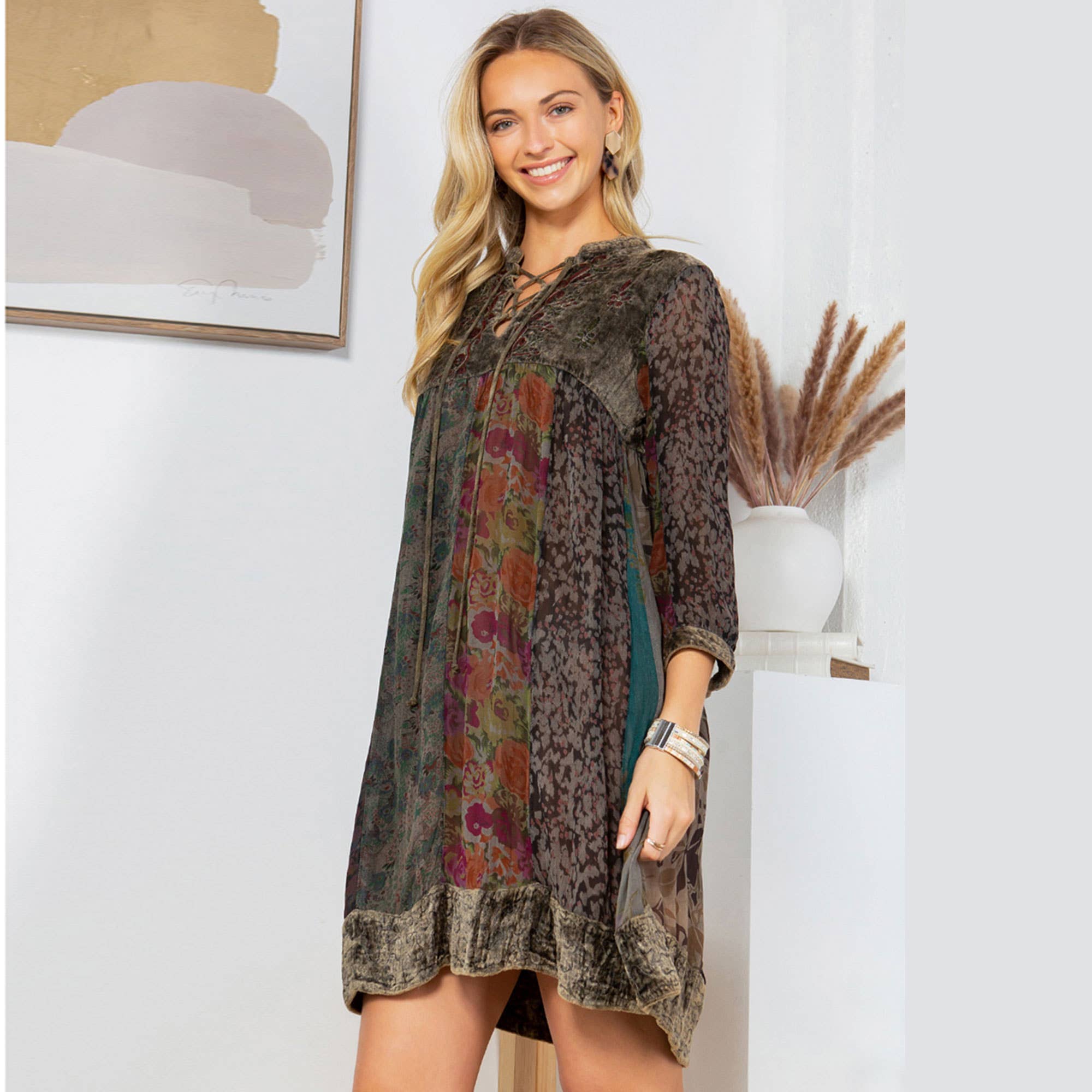 Chic Bohemian Stone-Washed Babydoll Dress