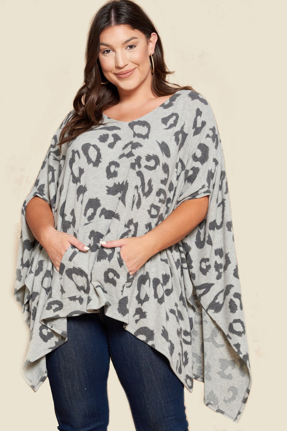 Oddi Plus Leopard Printed Knit Top