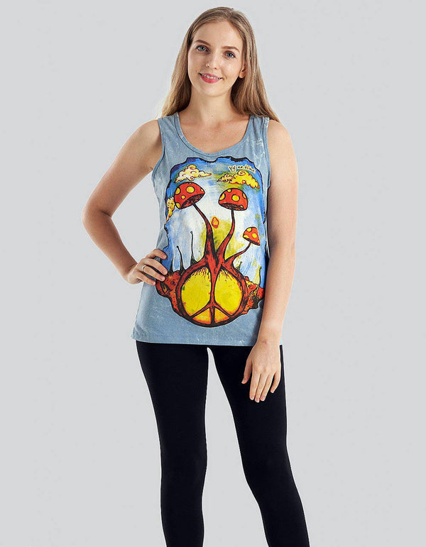 Shroom print stonewash tank top
