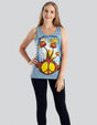 shroom print stonewash tank top with mushroom graphic and vintage wash look