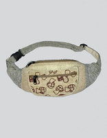 mushroom print fanny pack waist bag with whimsical mushroom pattern and casual boho style